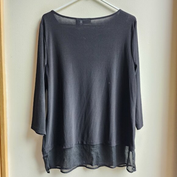 Easywear By Chico's Semi-Sheer Black Scoop Neck Blouse Size 2X - Picture 15 of 16